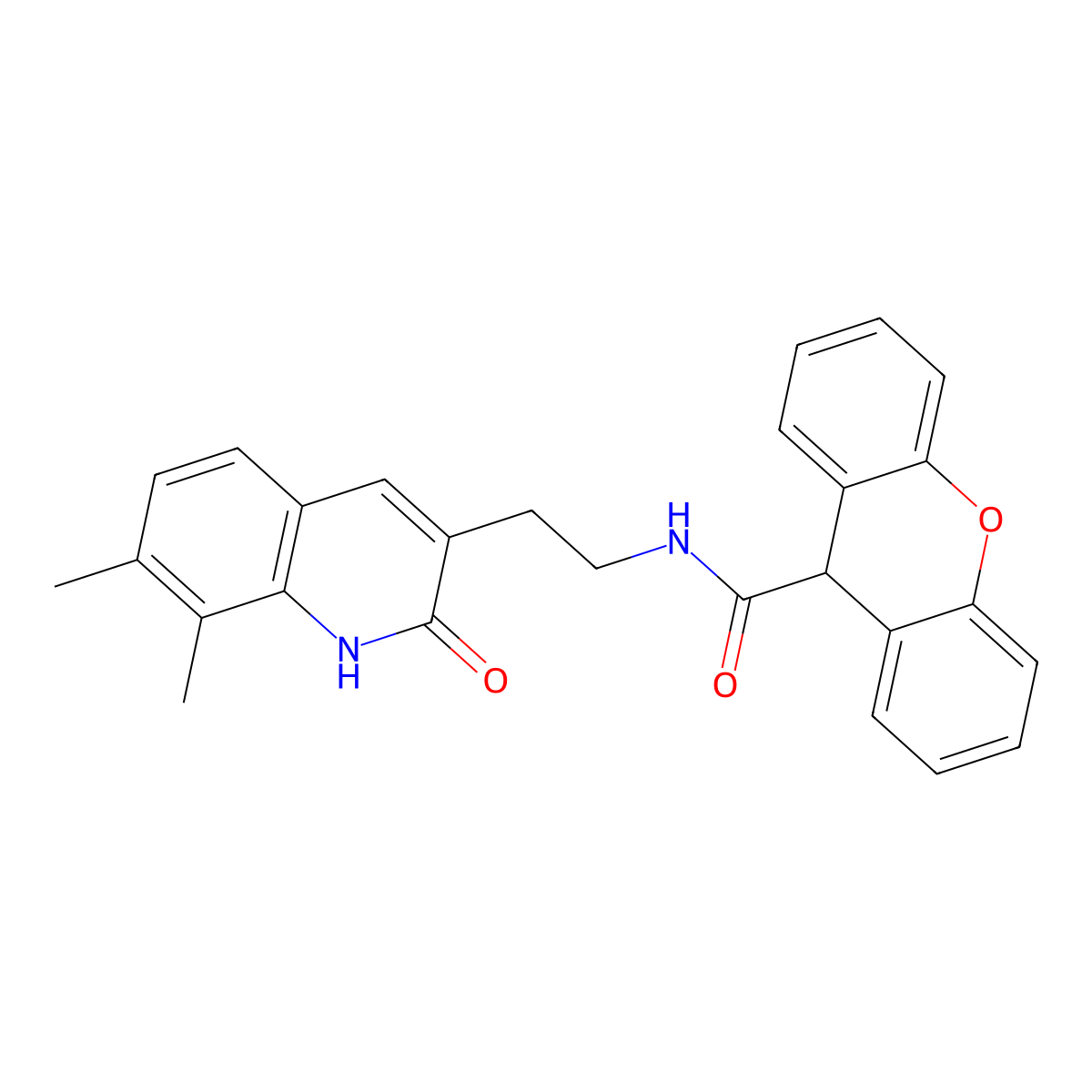 N-(2-(7,8-dimethyl-2-oxo-1,2-dihydroquinolin-3-yl)ethyl)-9H-xanthene-9-carboxamide molecular structure, CAS 851408-33-8