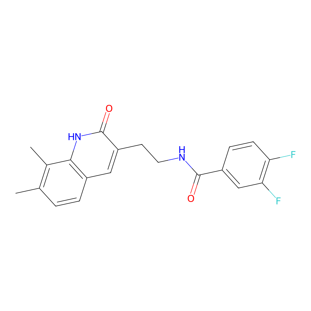 N-[2-(7,8-dimethyl-2-oxo-1H-quinolin-3-yl)ethyl]-3,4-difluorobenzamide molecular structure, CAS 851408-37-2