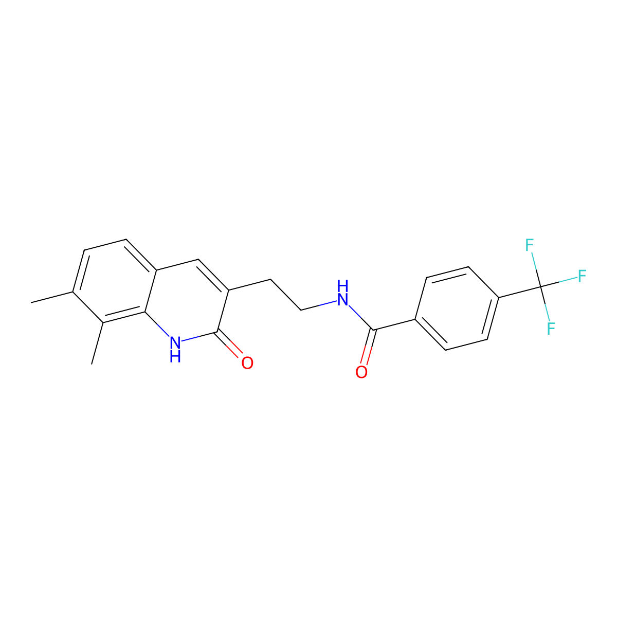 N-(2-(7,8-dimethyl-2-oxo-1,2-dihydroquinolin-3-yl)ethyl)-4-(trifluoromethyl)benzamide molecular structure, CAS 851408-38-3