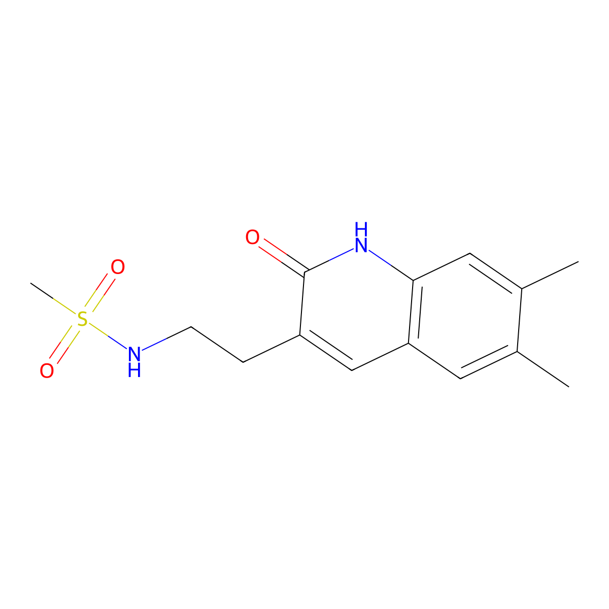 N-(2-(6,7-dimethyl-2-oxo-1,2-dihydroquinolin-3-yl)ethyl)methanesulfonamide molecular structure, CAS 851408-41-8