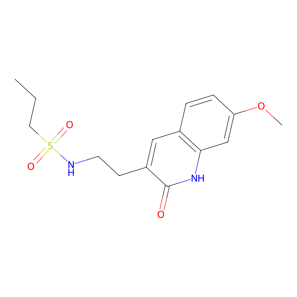 N-[2-(7-methoxy-2-oxo-1H-quinolin-3-yl)ethyl]propane-1-sulfonamide molecular structure, CAS 851408-79-2