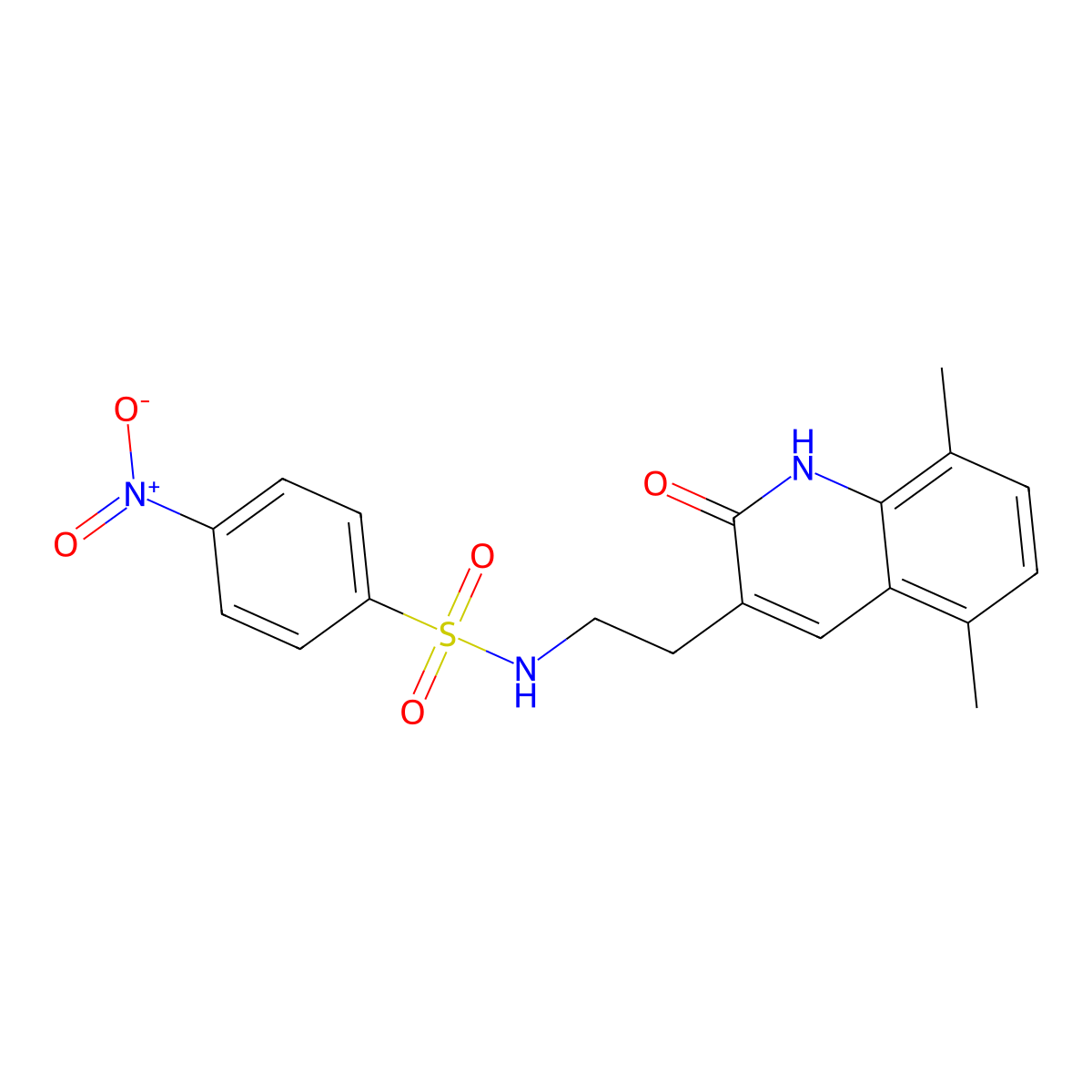 N-[2-(5,8-dimethyl-2-oxo-1H-quinolin-3-yl)ethyl]-4-nitrobenzenesulfonamide molecular structure, CAS 851408-95-2