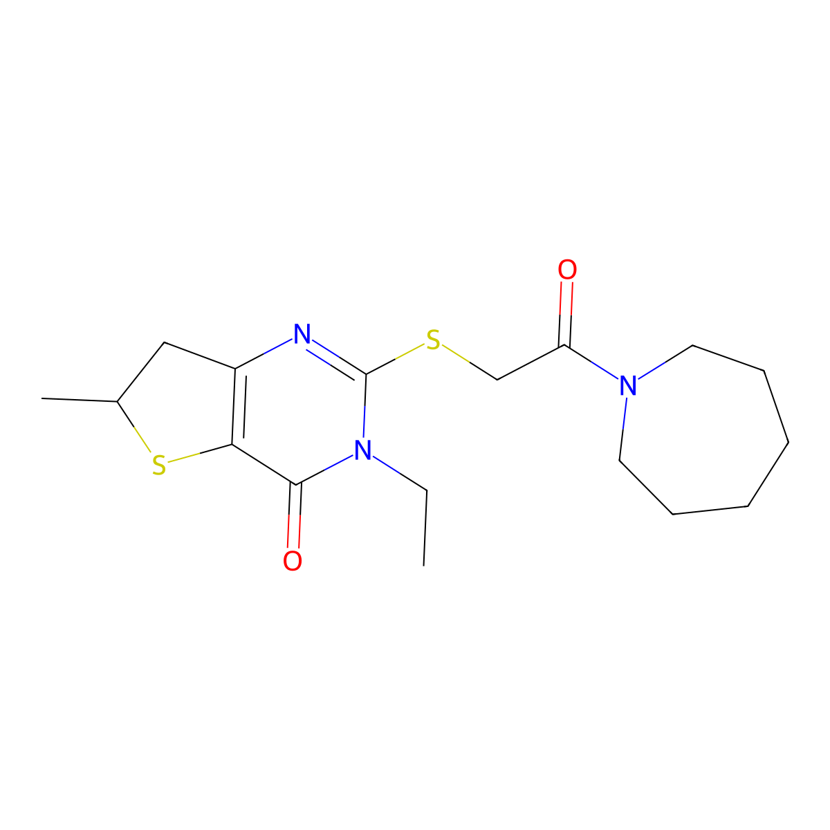 2-[2-(Azepan-1-yl)-2-oxoethyl]sulfanyl-3-ethyl-6-methyl-6,7-dihydrothieno[3,2-d]pyrimidin-4-one molecular structure, CAS 851409-18-2