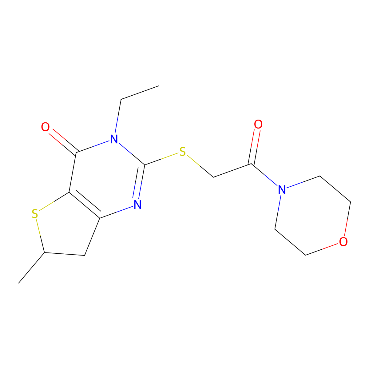 3-ethyl-6-methyl-2-((2-morpholino-2-oxoethyl)thio)-6,7-dihydrothieno[3,2-d]pyrimidin-4(3H)-one molecular structure, CAS 851409-19-3