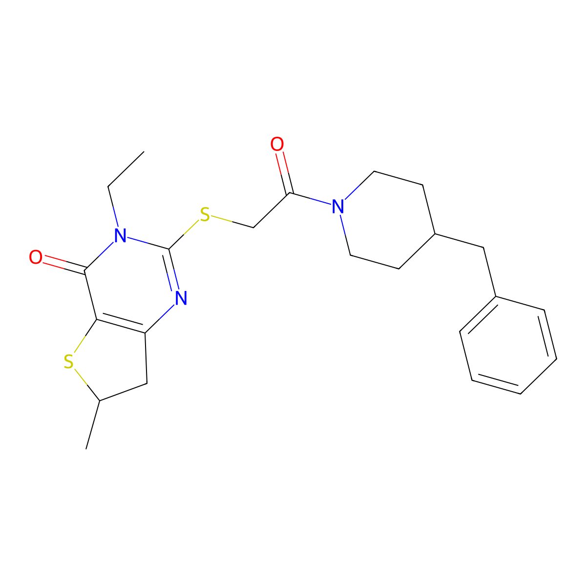 2-[2-(4-Benzylpiperidin-1-yl)-2-oxoethyl]sulfanyl-3-ethyl-6-methyl-6,7-dihydrothieno[3,2-d]pyrimidin-4-one molecular structure, CAS 851409-22-8