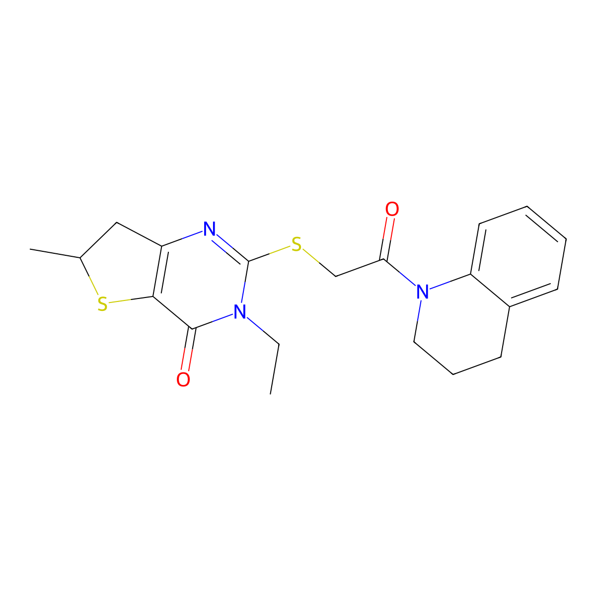 2-[2-(3,4-dihydro-2H-quinolin-1-yl)-2-oxoethyl]sulfanyl-3-ethyl-6-methyl-6,7-dihydrothieno[3,2-d]pyrimidin-4-one molecular structure, CAS 851409-23-9