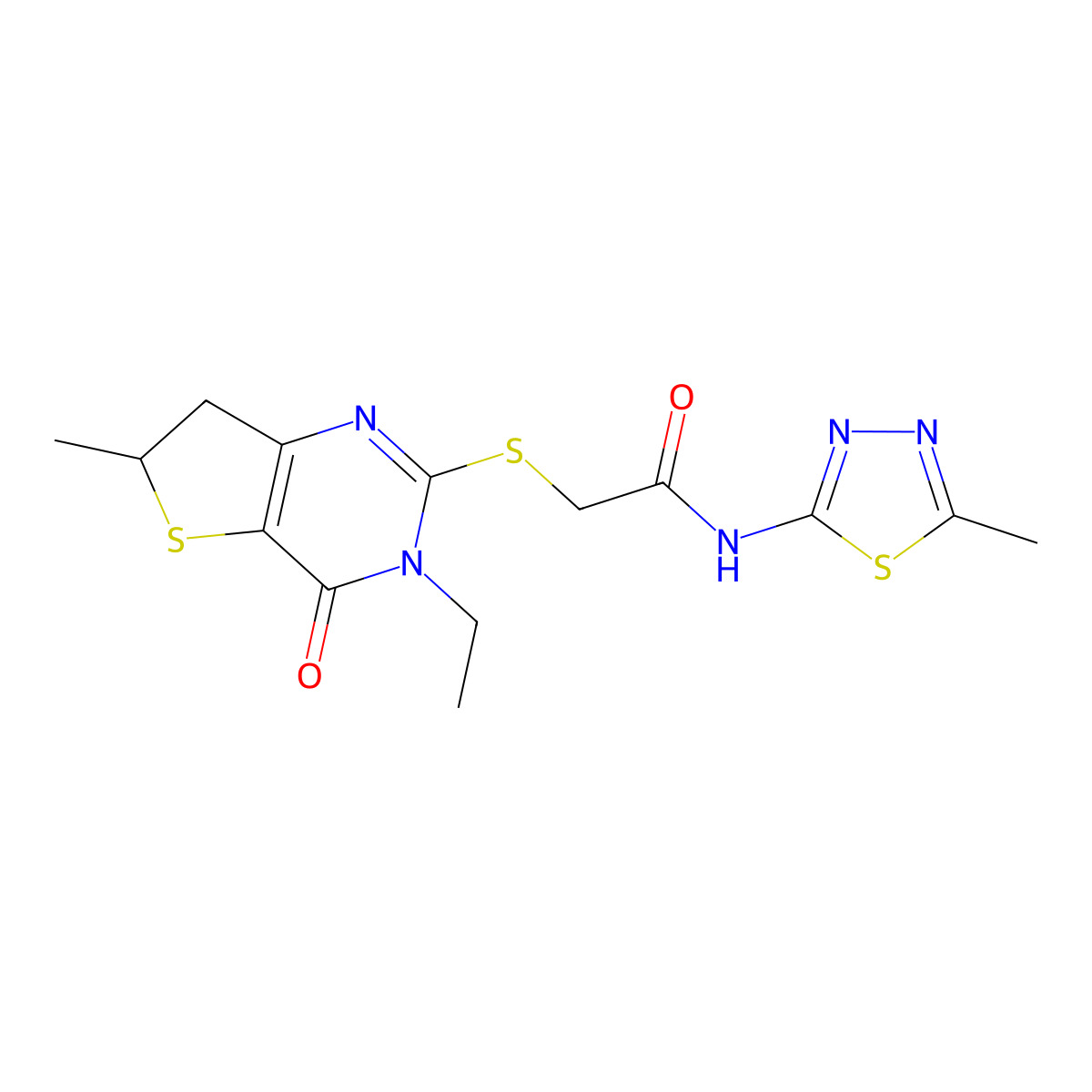 2-[(3-ethyl-6-methyl-4-oxo-6,7-dihydrothieno[3,2-d]pyrimidin-2-yl)sulfanyl]-N-(5-methyl-1,3,4-thiadiazol-2-yl)acetamide molecular structure, CAS 851409-25-1