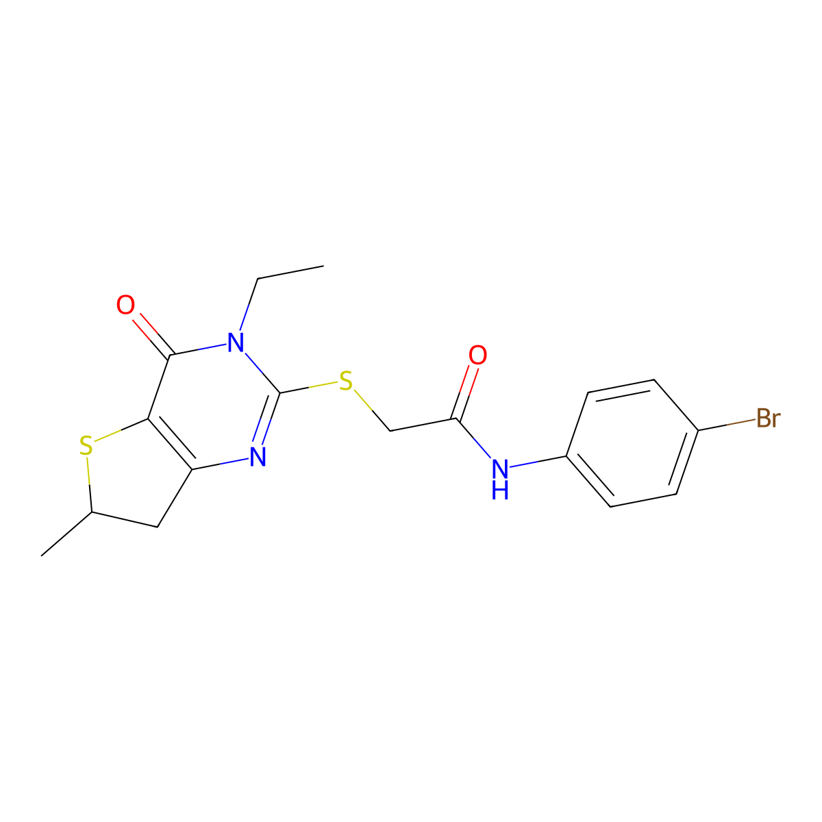 N-(4-bromophenyl)-2-[(3-ethyl-6-methyl-4-oxo-6,7-dihydrothieno[3,2-d]pyrimidin-2-yl)sulfanyl]acetamide molecular structure, CAS 851409-35-3