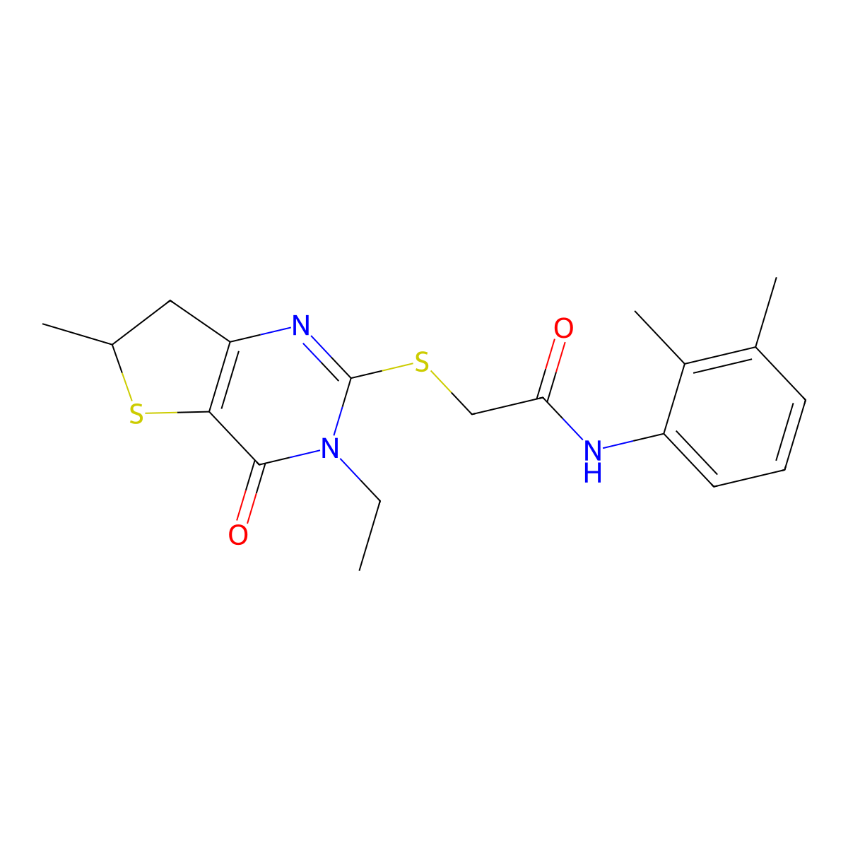 N-(2,3-dimethylphenyl)-2-((3-ethyl-6-methyl-4-oxo-3,4,6,7-tetrahydrothieno[3,2-d]pyrimidin-2-yl)thio)acetamide molecular structure, CAS 851409-39-7