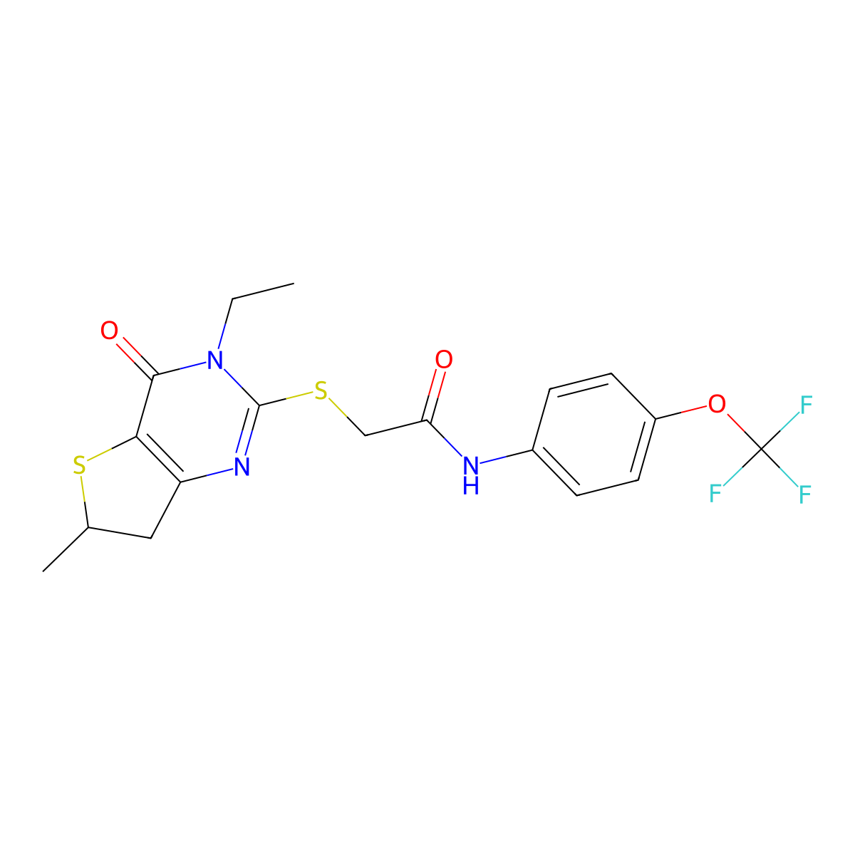 2-[(3-ethyl-6-methyl-4-oxo-6,7-dihydrothieno[3,2-d]pyrimidin-2-yl)sulfanyl]-N-[4-(trifluoromethoxy)phenyl]acetamide molecular structure, CAS 851409-48-8