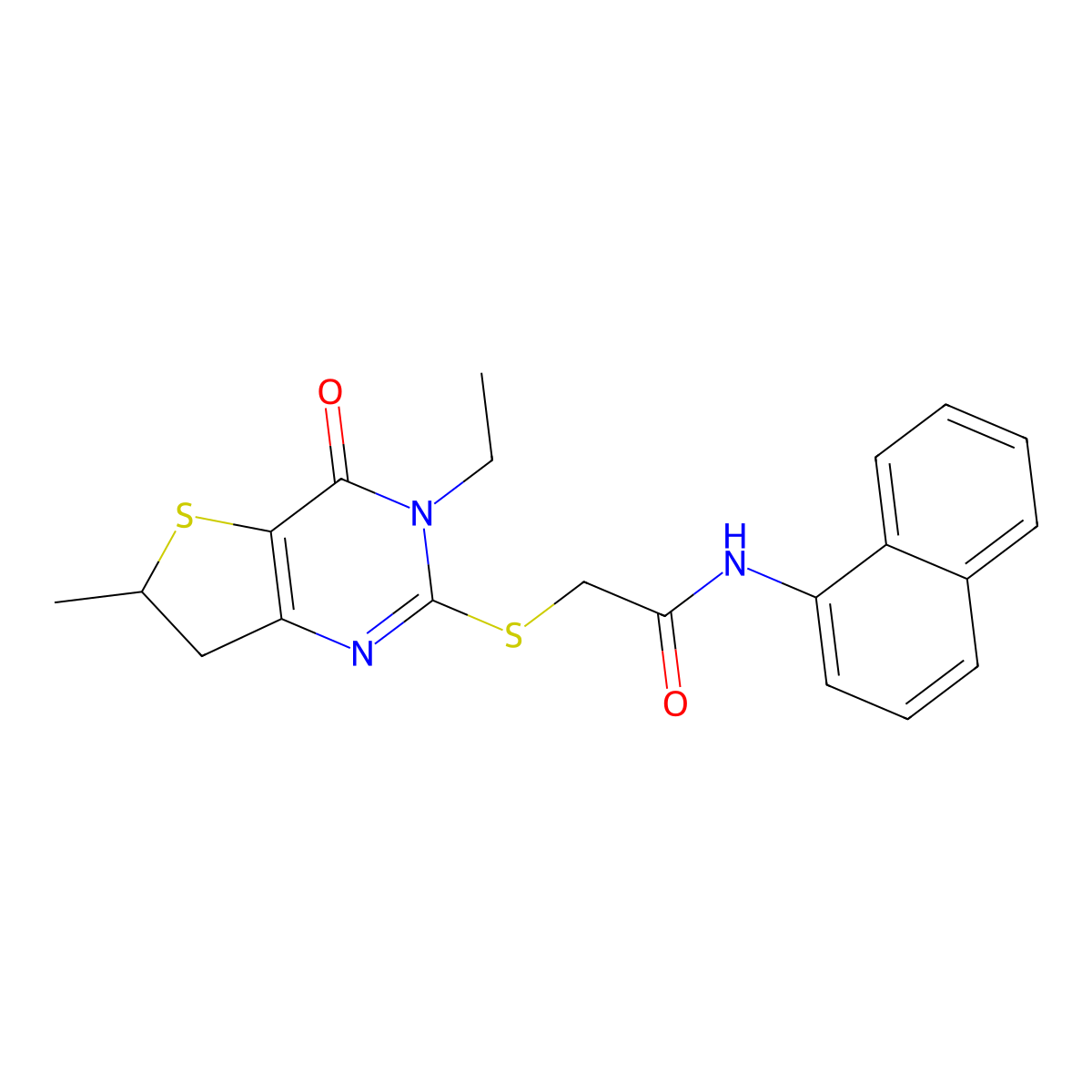 2-[(3-ethyl-6-methyl-4-oxo-6,7-dihydrothieno[3,2-d]pyrimidin-2-yl)sulfanyl]-N-naphthalen-1-ylacetamide molecular structure, CAS 851409-67-1