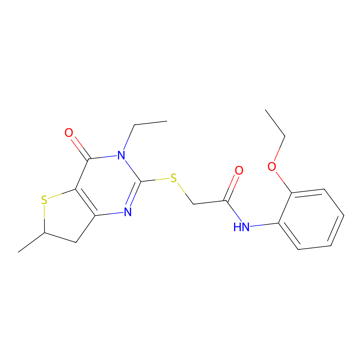 N-(2-ethoxyphenyl)-2-[(3-ethyl-6-methyl-4-oxo-6,7-dihydrothieno[3,2-d]pyrimidin-2-yl)sulfanyl]acetamide molecular structure, CAS 851409-76-2