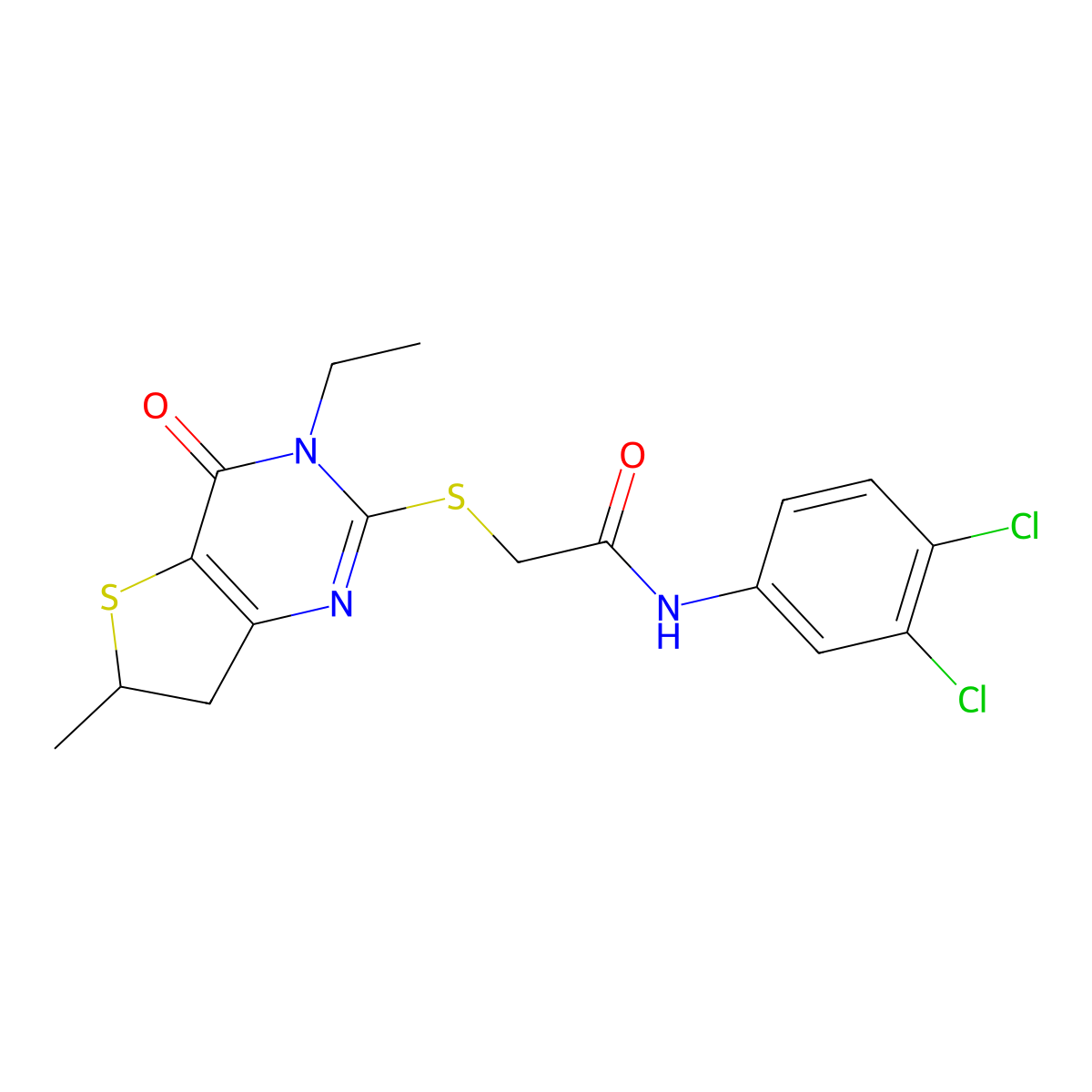 N-(3,4-dichlorophenyl)-2-[(3-ethyl-6-methyl-4-oxo-6,7-dihydrothieno[3,2-d]pyrimidin-2-yl)sulfanyl]acetamide molecular structure, CAS 851409-77-3
