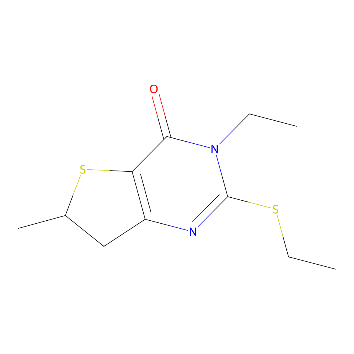 3-Ethyl-2-ethylsulfanyl-6-methyl-6,7-dihydrothieno[3,2-d]pyrimidin-4-one molecular structure, CAS 851409-80-8