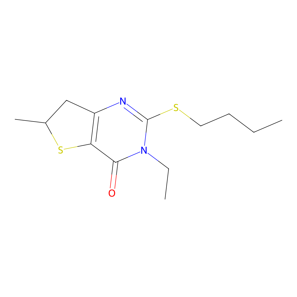 2-Butylsulfanyl-3-ethyl-6-methyl-6,7-dihydrothieno[3,2-d]pyrimidin-4-one molecular structure, CAS 851409-82-0