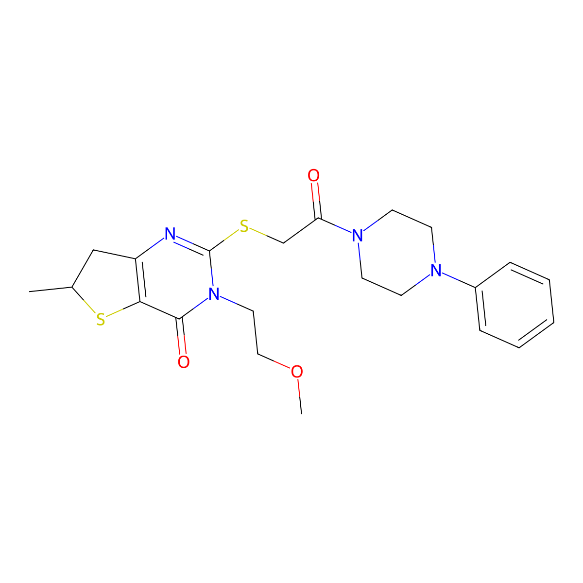3-(2-Methoxyethyl)-6-methyl-2-[2-oxo-2-(4-phenylpiperazin-1-yl)ethyl]sulfanyl-6,7-dihydrothieno[3,2-d]pyrimidin-4-one molecular structure, CAS 851409-91-1