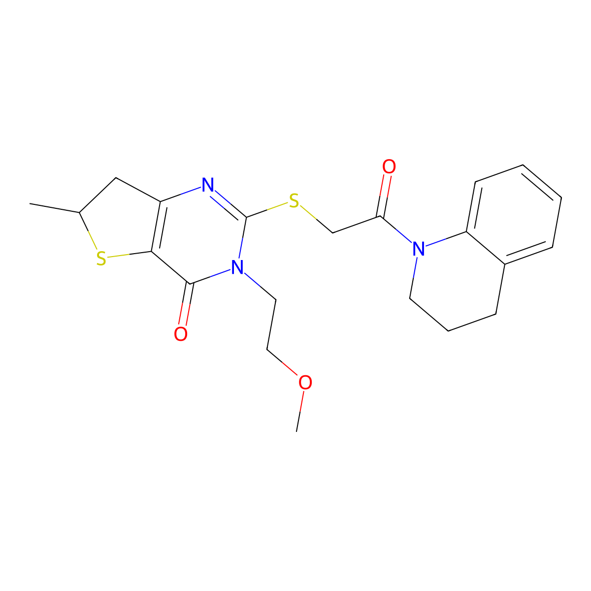 2-[2-(3,4-dihydro-2H-quinolin-1-yl)-2-oxoethyl]sulfanyl-3-(2-methoxyethyl)-6-methyl-6,7-dihydrothieno[3,2-d]pyrimidin-4-one molecular structure, CAS 851409-92-2