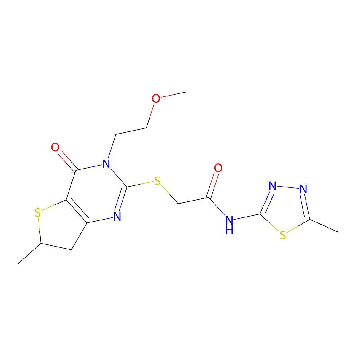 2-((3-(2-methoxyethyl)-6-methyl-4-oxo-3,4,6,7-tetrahydrothieno[3,2-d]pyrimidin-2-yl)thio)-N-(5-methyl-1,3,4-thiadiazol-2-yl)acetamide molecular structure, CAS 851409-94-4