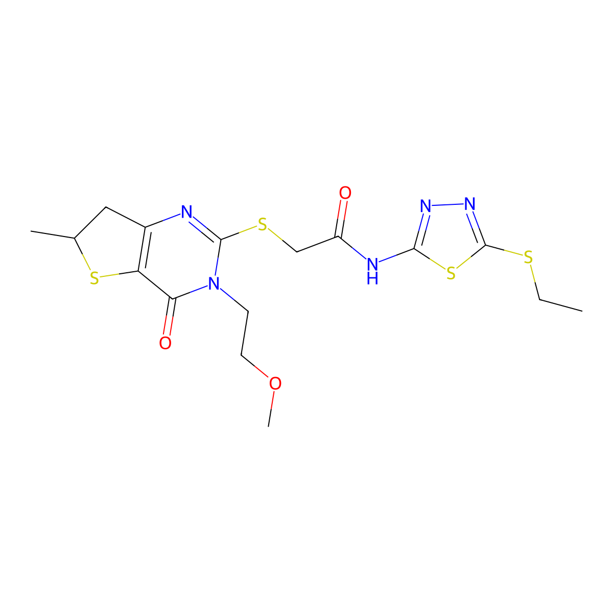 N-(5-ethylsulfanyl-1,3,4-thiadiazol-2-yl)-2-[[3-(2-methoxyethyl)-6-methyl-4-oxo-6,7-dihydrothieno[3,2-d]pyrimidin-2-yl]sulfanyl]acetamide molecular structure, CAS 851409-96-6