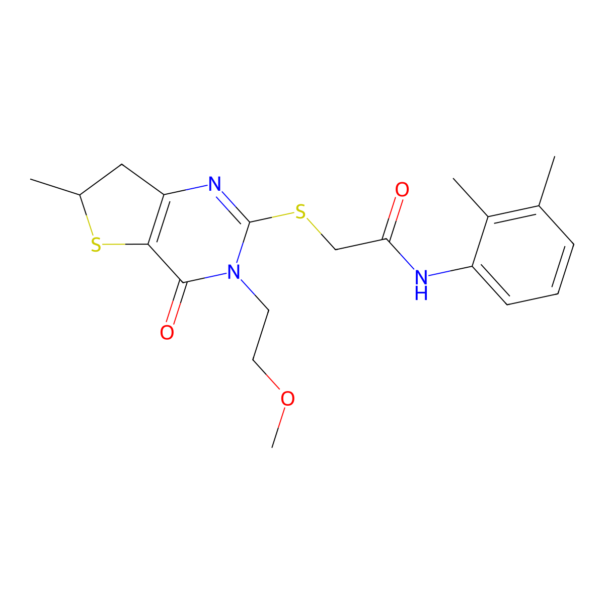 N-(2,3-dimethylphenyl)-2-((3-(2-methoxyethyl)-6-methyl-4-oxo-3,4,6,7-tetrahydrothieno[3,2-d]pyrimidin-2-yl)thio)acetamide molecular structure, CAS 851410-08-7