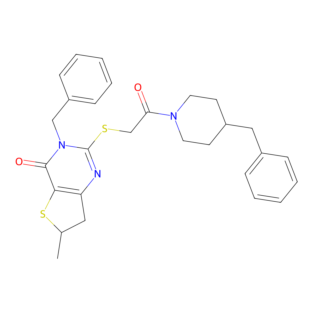 3-Benzyl-2-[2-(4-benzylpiperidin-1-yl)-2-oxoethyl]sulfanyl-6-methyl-6,7-dihydrothieno[3,2-d]pyrimidin-4-one molecular structure, CAS 851410-47-4