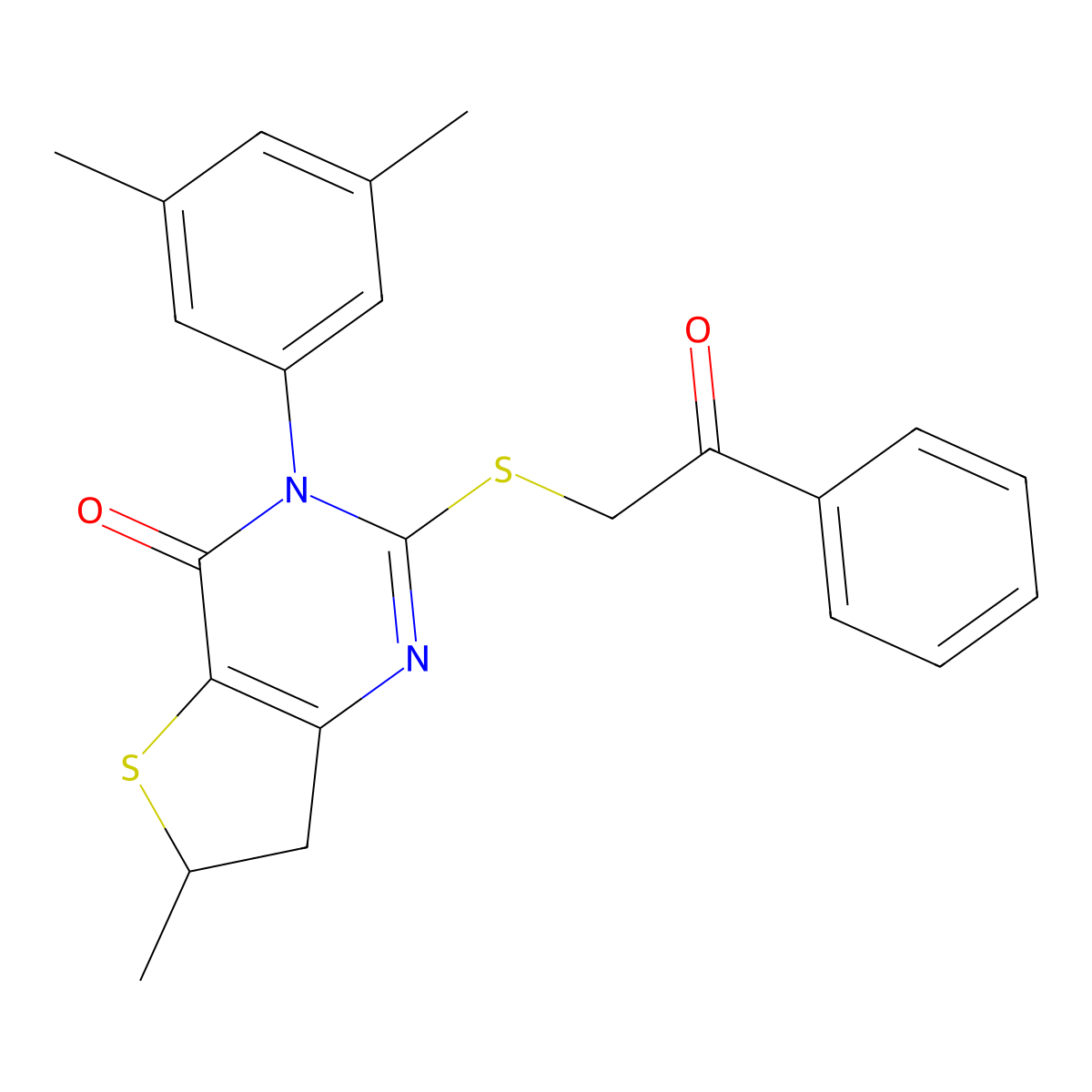 3-(3,5-dimethylphenyl)-6-methyl-2-((2-oxo-2-phenylethyl)thio)-6,7-dihydrothieno[3,2-d]pyrimidin-4(3H)-one molecular structure, CAS 851410-75-8
