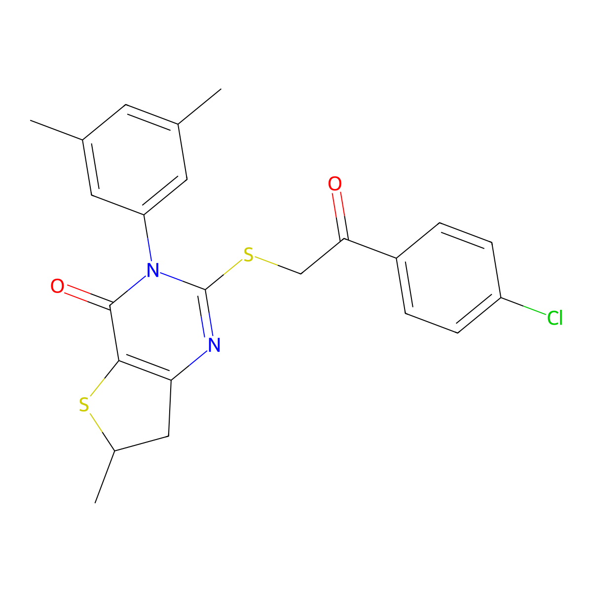 2-[2-(4-Chlorophenyl)-2-oxoethyl]sulfanyl-3-(3,5-dimethylphenyl)-6-methyl-6,7-dihydrothieno[3,2-d]pyrimidin-4-one molecular structure, CAS 851410-76-9