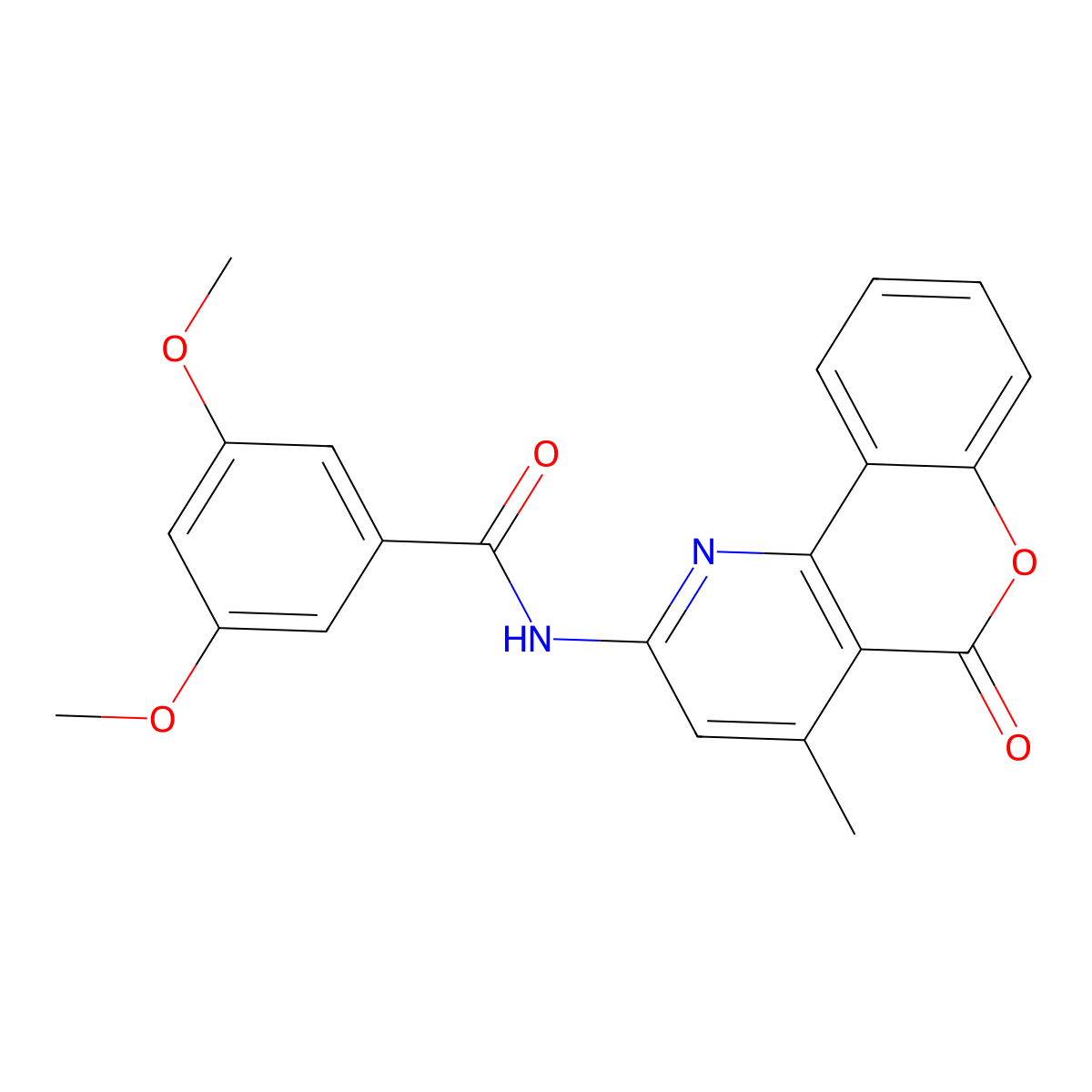 3,5-dimethoxy-N-(4-methyl-5-oxo-5H-chromeno[4,3-b]pyridin-2-yl)benzamide molecular structure, CAS 851410-96-3