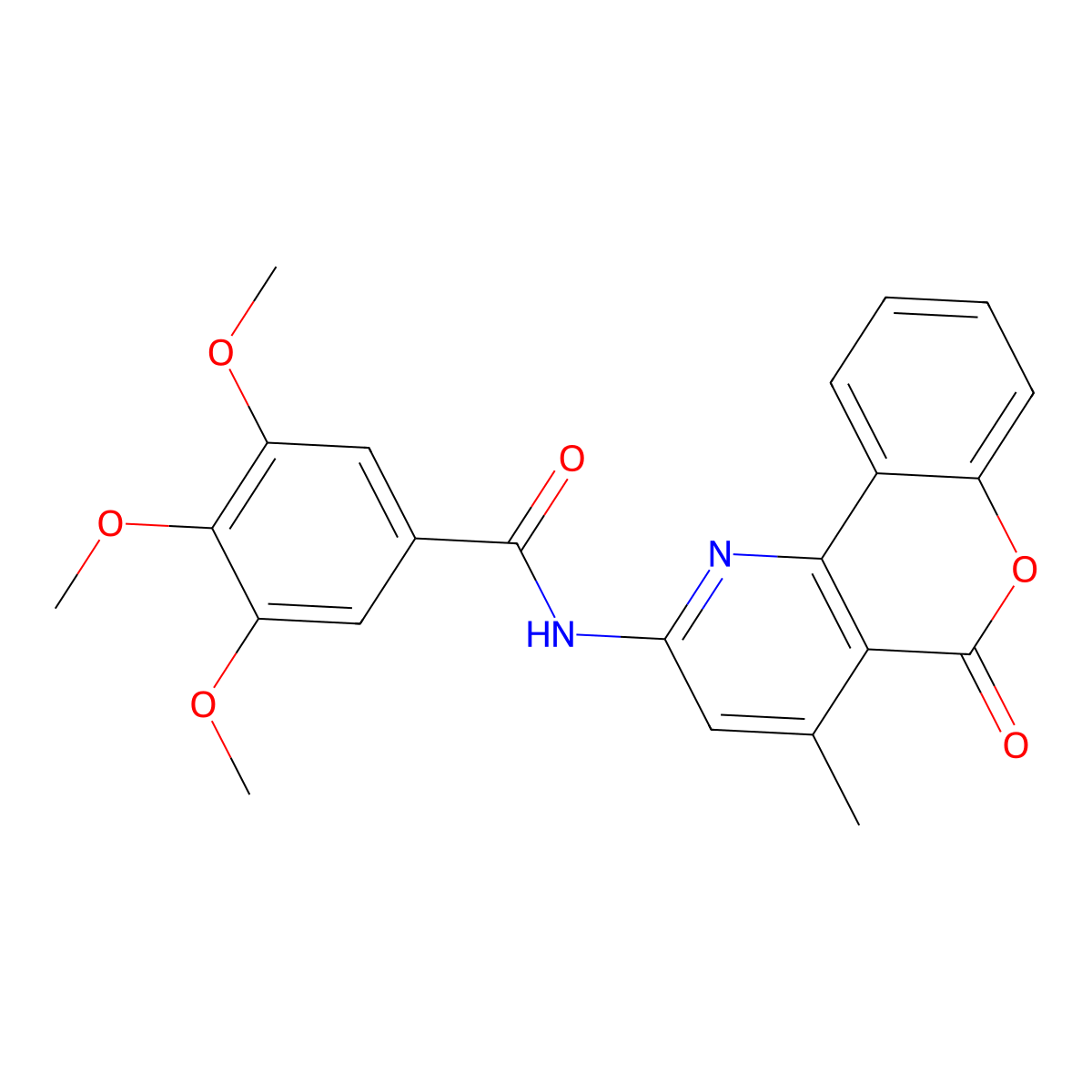 3,4,5-trimethoxy-N-(4-methyl-5-oxo-5H-chromeno[4,3-b]pyridin-2-yl)benzamide molecular structure, CAS 851410-97-4