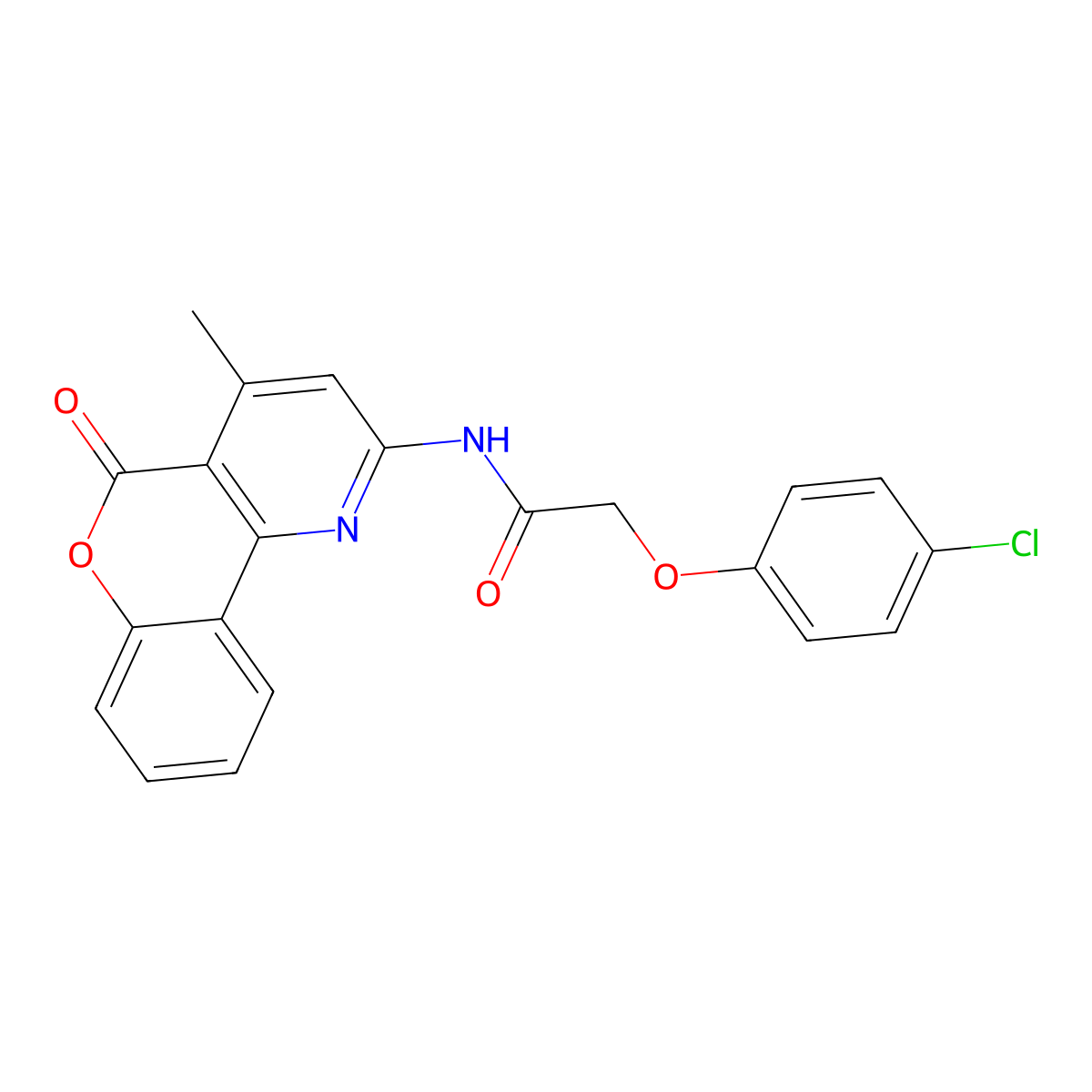 2-(4-chlorophenoxy)-N-{4-methyl-5-oxo-5H-chromeno[4,3-b]pyridin-2-yl}acetamide molecular structure, CAS 851411-03-5