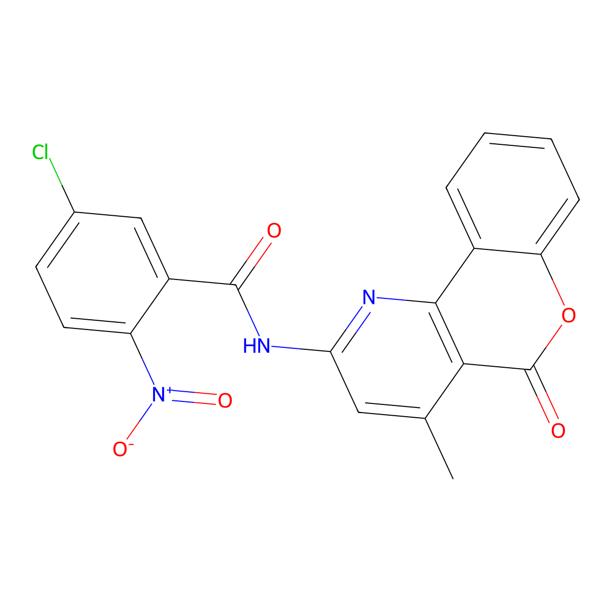5-chloro-N-{4-methyl-5-oxo-5H-chromeno[4,3-b]pyridin-2-yl}-2-nitrobenzamide molecular structure, CAS 851411-12-6