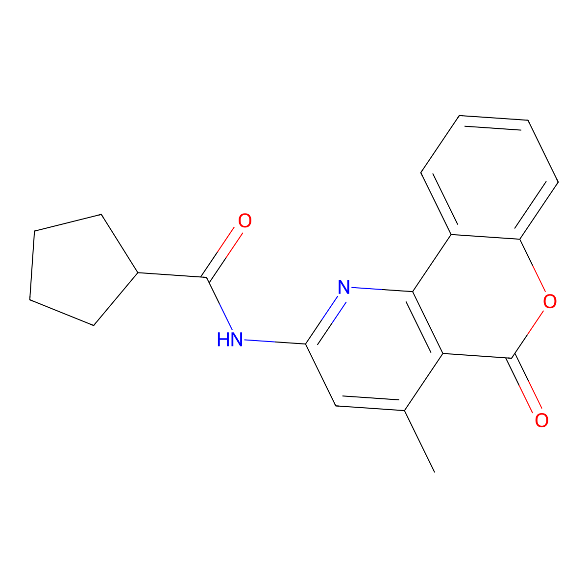 N-(4-methyl-5-oxo-5H-chromeno[4,3-b]pyridin-2-yl)cyclopentanecarboxamide molecular structure, CAS 851411-13-7