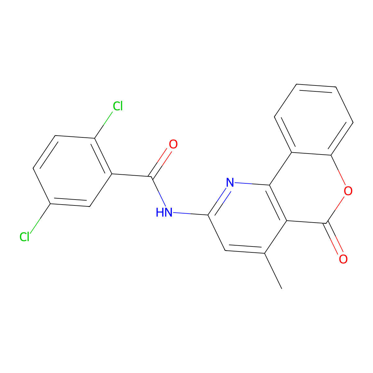 2,5-dichloro-N-(4-methyl-5-oxo-5H-chromeno[4,3-b]pyridin-2-yl)benzamide molecular structure, CAS 851411-22-8
