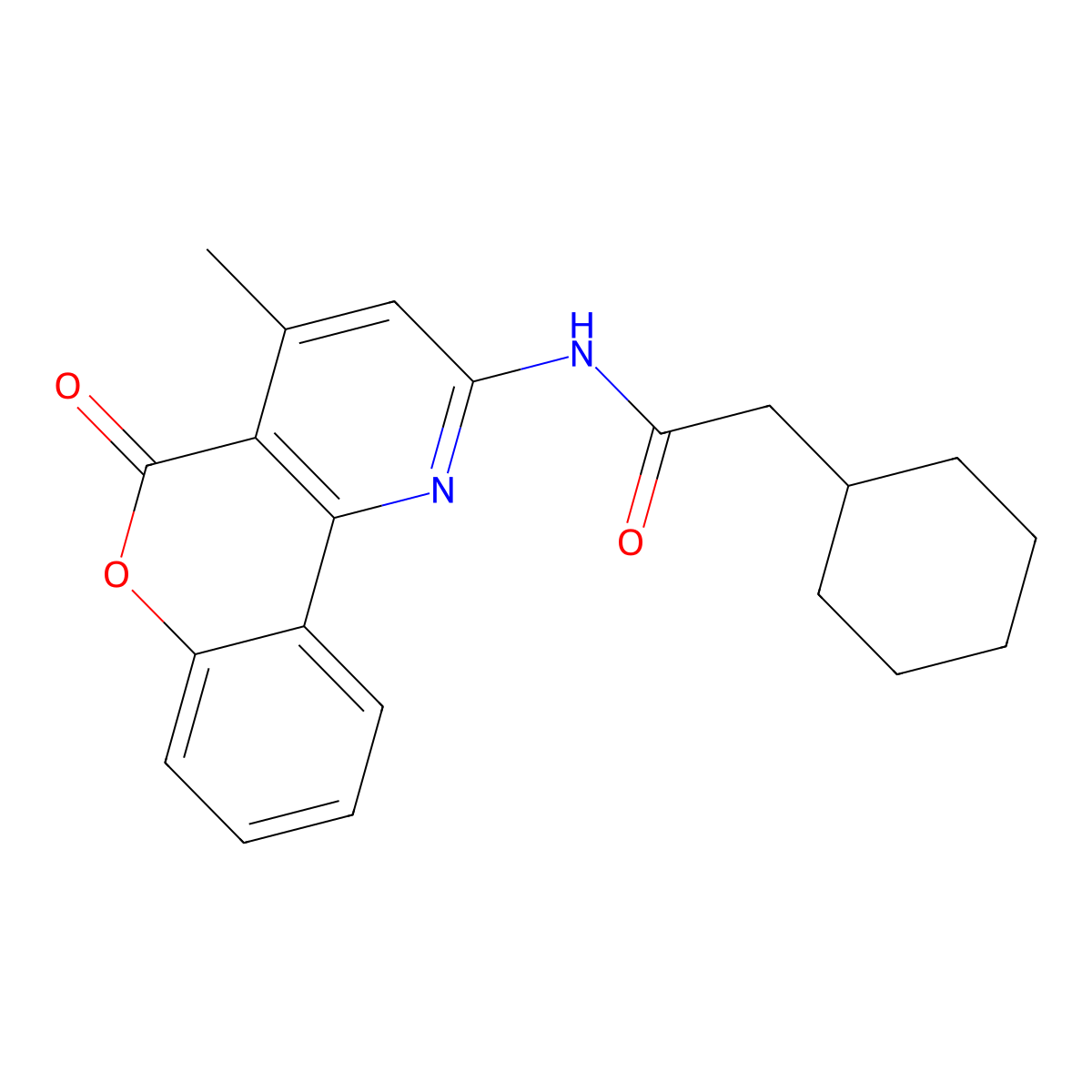 2-cyclohexyl-N-(4-methyl-5-oxochromeno[4,3-b]pyridin-2-yl)acetamide molecular structure, CAS 851411-26-2