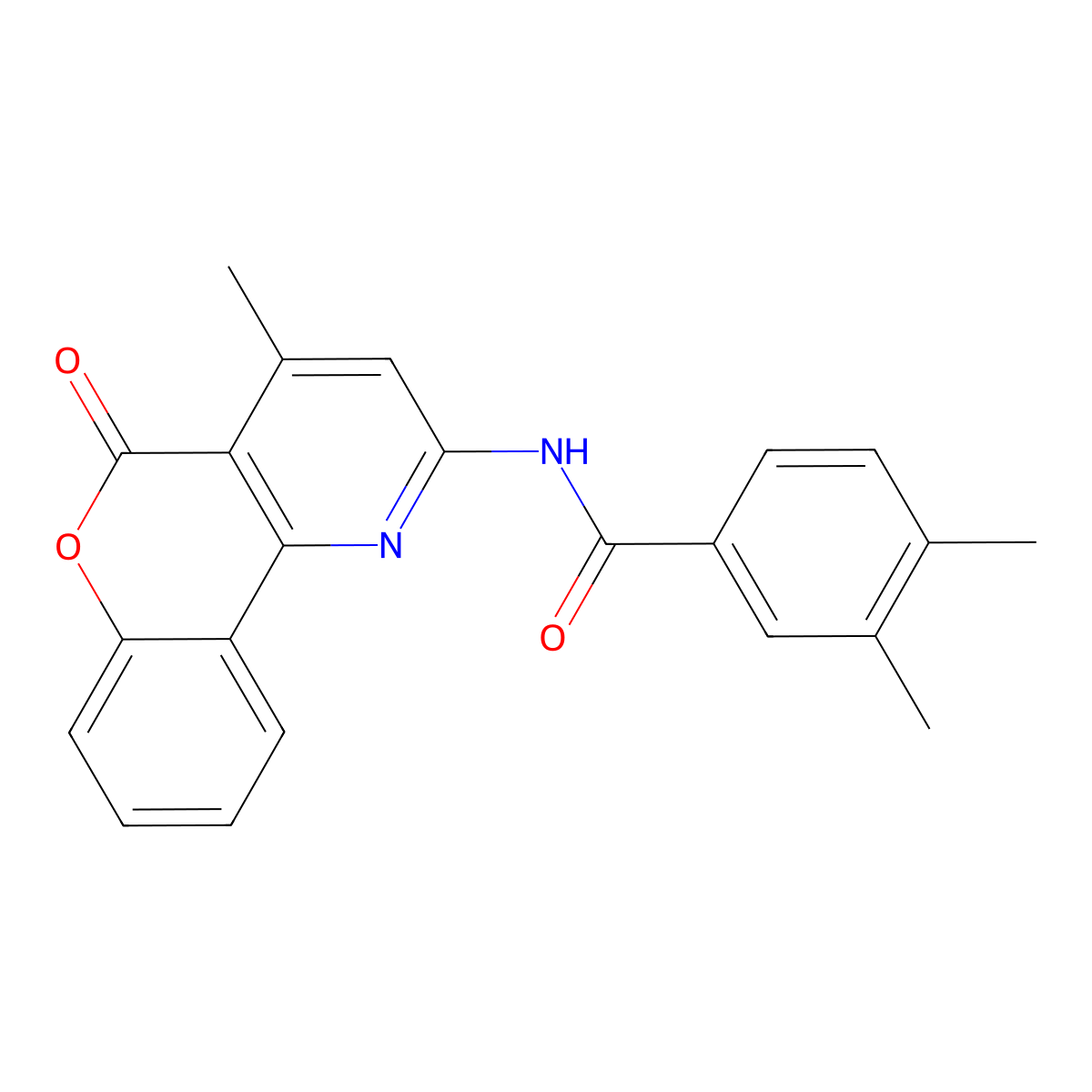 3,4-dimethyl-N-{4-methyl-5-oxo-5H-chromeno[4,3-b]pyridin-2-yl}benzamide molecular structure, CAS 851411-35-3