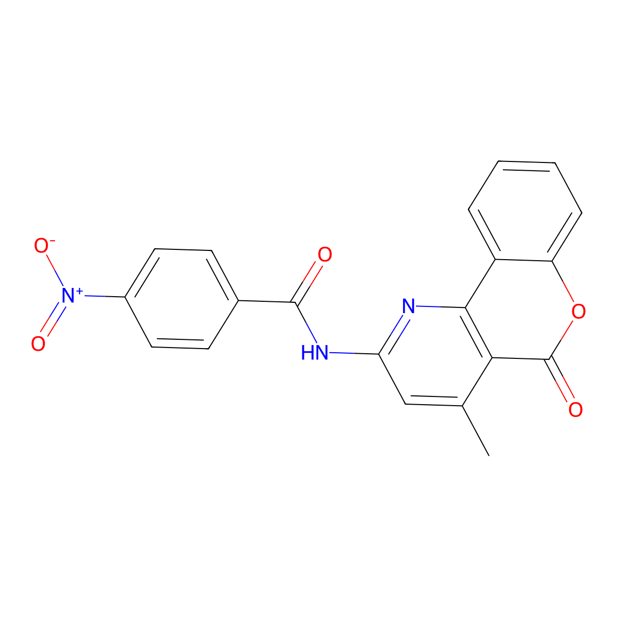 N-(4-methyl-5-oxochromeno[4,3-b]pyridin-2-yl)-4-nitrobenzamide molecular structure, CAS 851411-37-5