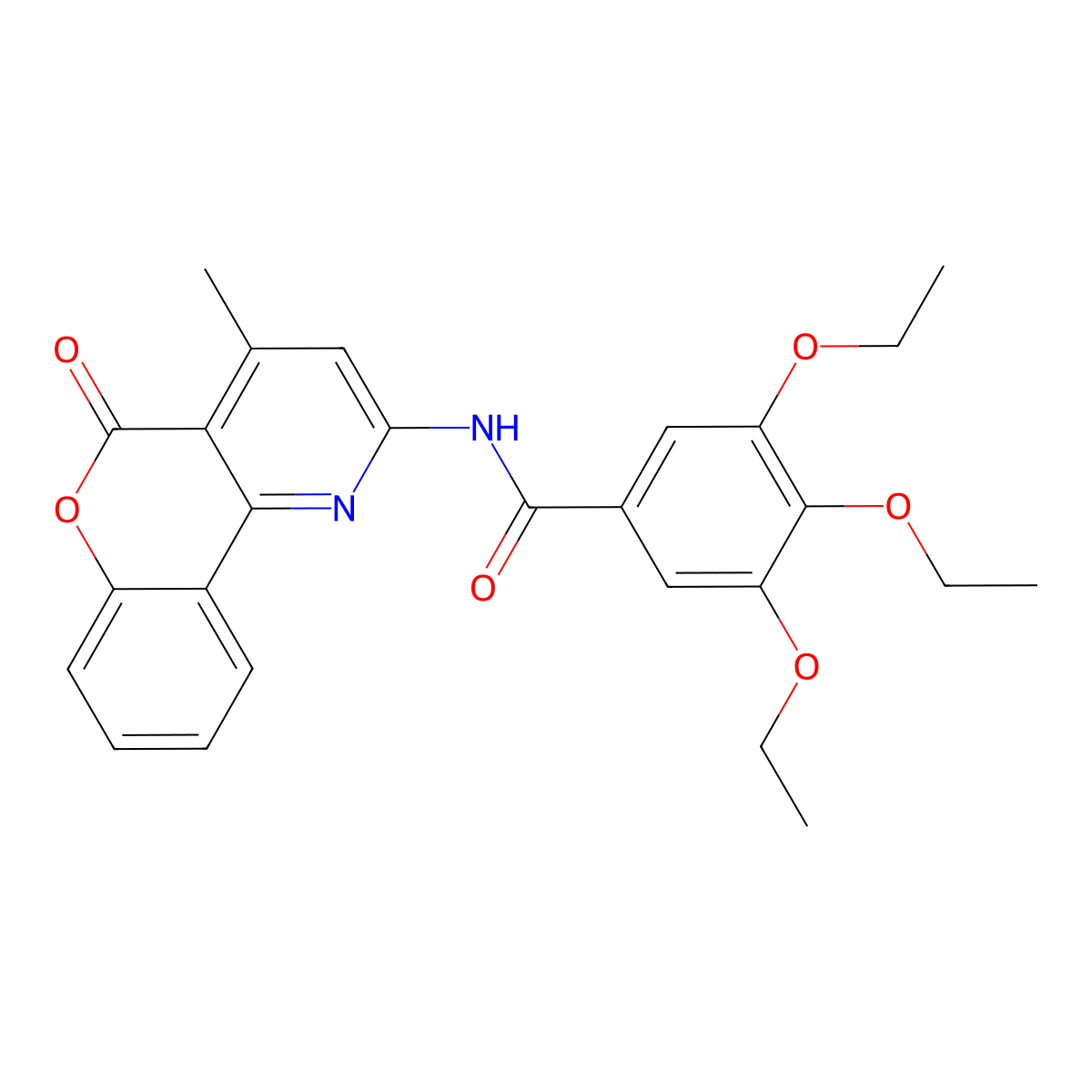 3,4,5-triethoxy-N-(4-methyl-5-oxo-5H-chromeno[4,3-b]pyridin-2-yl)benzamide molecular structure, CAS 851411-39-7