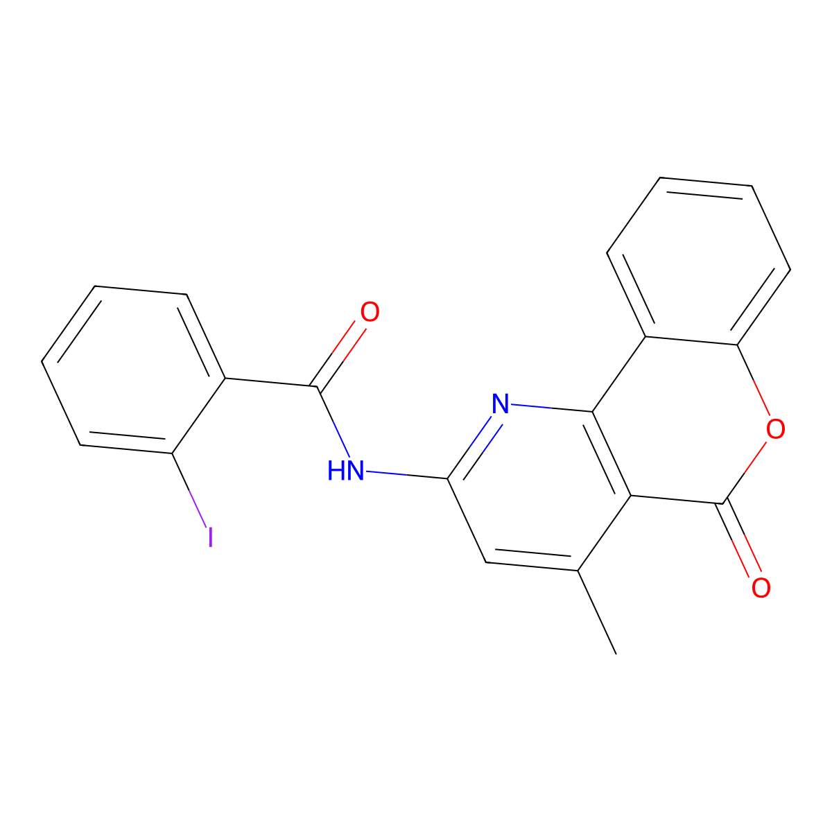 2-iodo-N-{4-methyl-5-oxo-5H-chromeno[4,3-b]pyridin-2-yl}benzamide molecular structure, CAS 851411-46-6