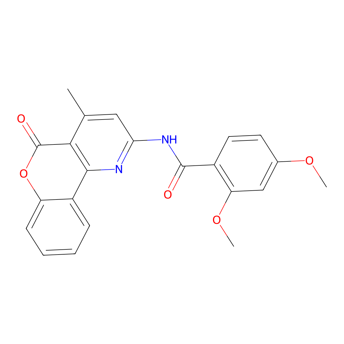 2,4-dimethoxy-N-(4-methyl-5-oxo-5H-chromeno[4,3-b]pyridin-2-yl)benzamide molecular structure, CAS 851411-48-8