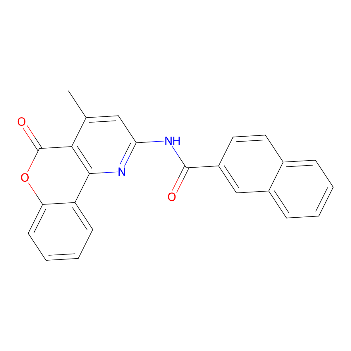 N-(4-methyl-5-oxochromeno[4,3-b]pyridin-2-yl)naphthalene-2-carboxamide molecular structure, CAS 851411-50-2