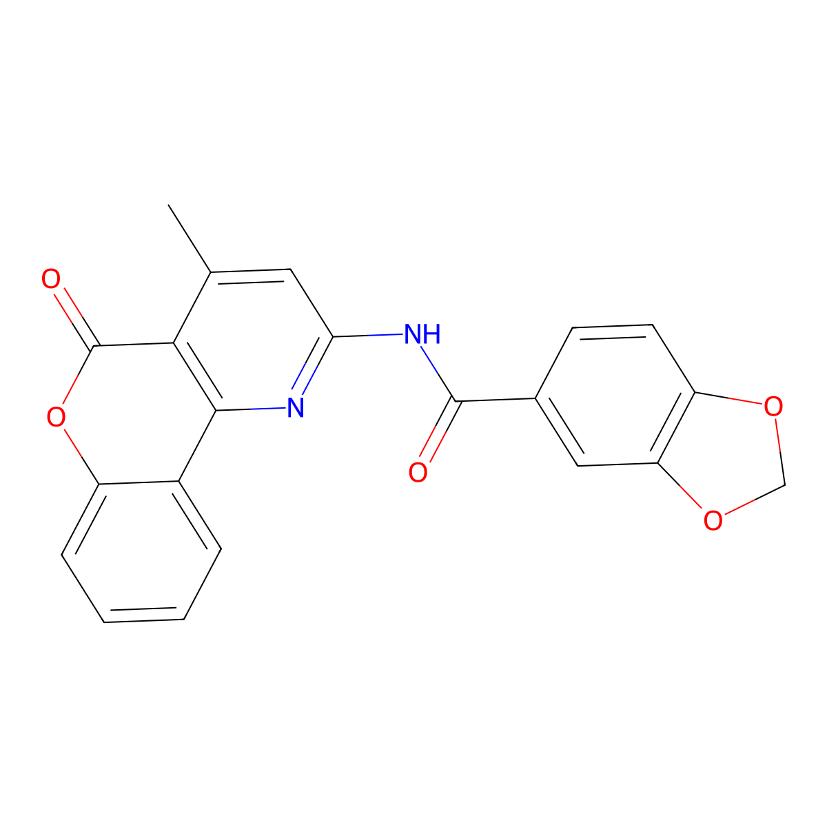 N-(4-methyl-5-oxochromeno[4,3-b]pyridin-2-yl)-1,3-benzodioxole-5-carboxamide molecular structure, CAS 851411-52-4