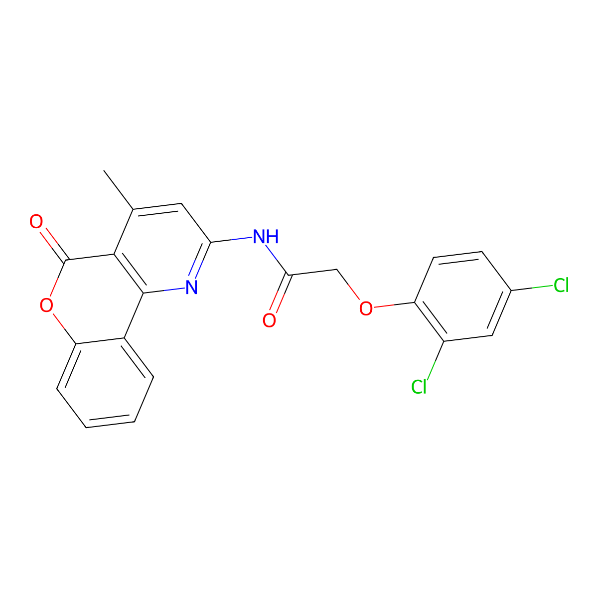 2-(2,4-dichlorophenoxy)-N-(4-methyl-5-oxo-5H-chromeno[4,3-b]pyridin-2-yl)acetamide molecular structure, CAS 851411-53-5