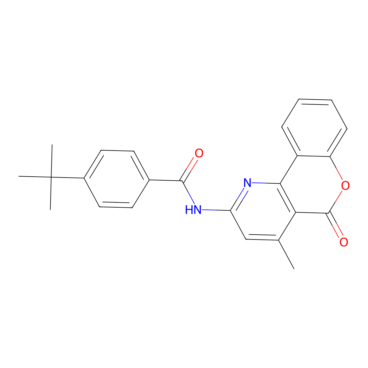 4-(tert-butyl)-N-(4-methyl-5-oxo-5H-chromeno[4,3-b]pyridin-2-yl)benzamide molecular structure, CAS 851411-57-9