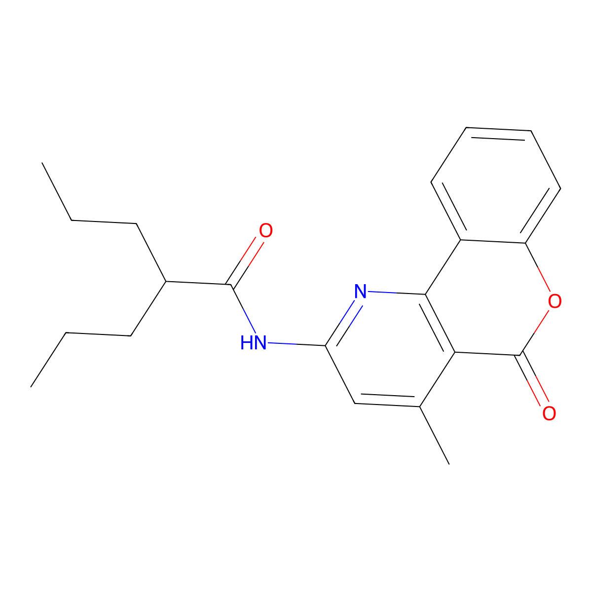 N-{4-methyl-5-oxo-5H-chromeno[4,3-b]pyridin-2-yl}-2-propylpentanamide molecular structure, CAS 851411-60-4