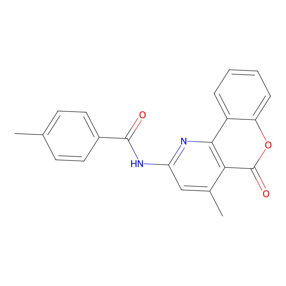 4-methyl-N-(4-methyl-5-oxo-5H-chromeno[4,3-b]pyridin-2-yl)benzamide molecular structure, CAS 851411-61-5