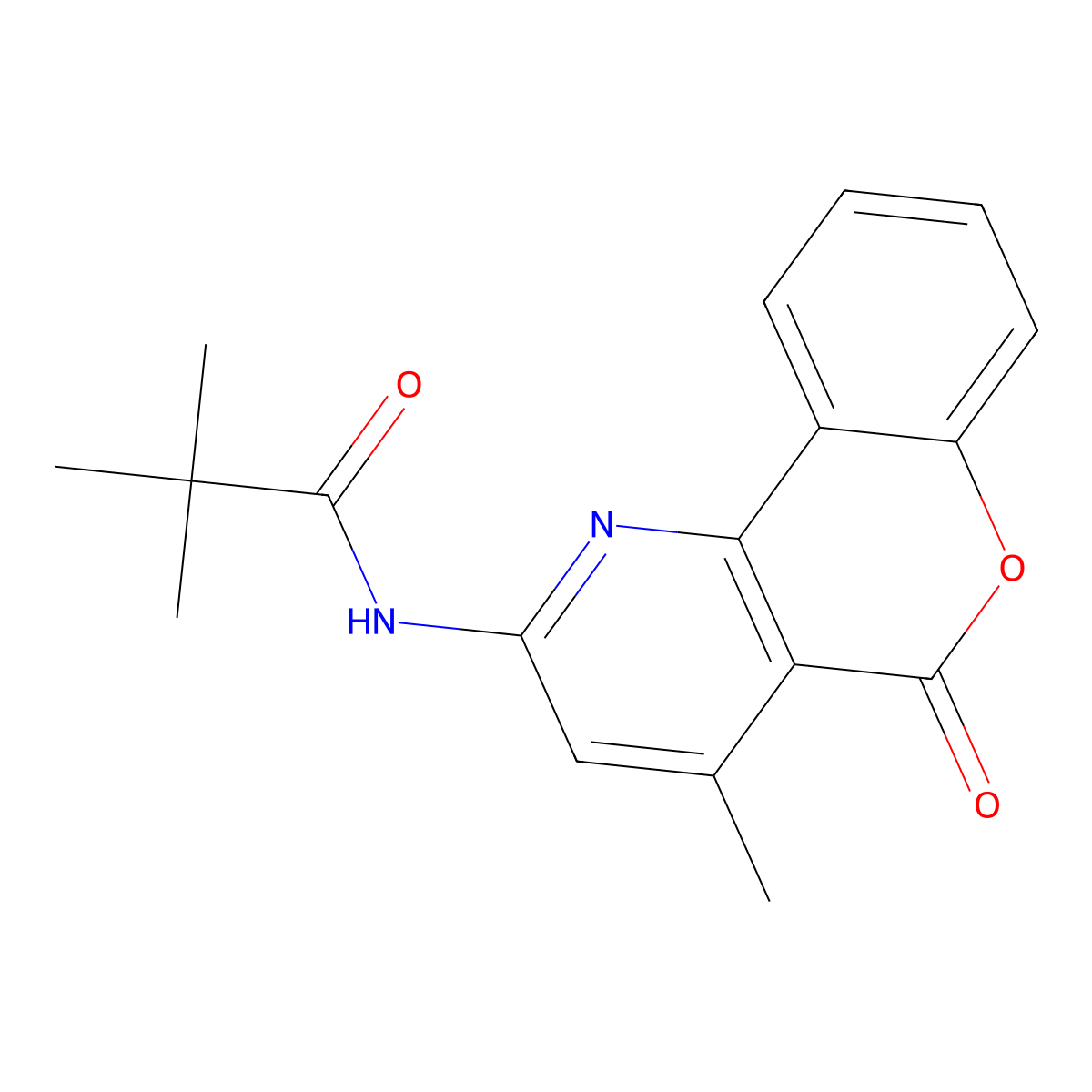 N-(4-methyl-5-oxo-5H-chromeno[4,3-b]pyridin-2-yl)pivalamide molecular structure, CAS 851411-63-7
