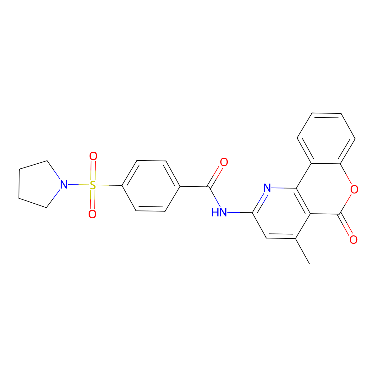 N-(4-methyl-5-oxo-2-[1]benzopyrano[4,3-b]pyridinyl)-4-(1-pyrrolidinylsulfonyl)benzamide molecular structure, CAS 851411-72-8