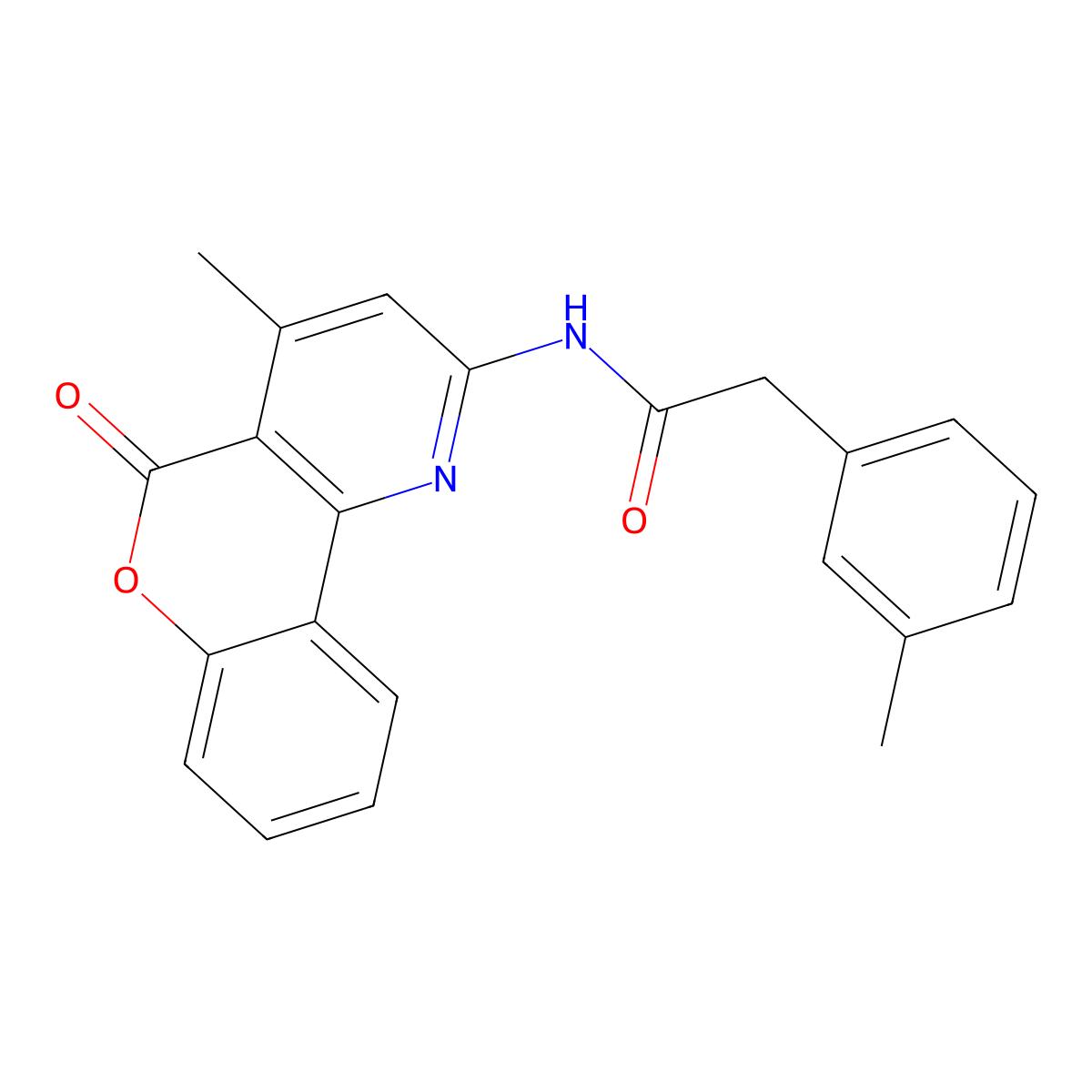 N-(4-methyl-5-oxochromeno[4,3-b]pyridin-2-yl)-2-(3-methylphenyl)acetamide molecular structure, CAS 851411-74-0