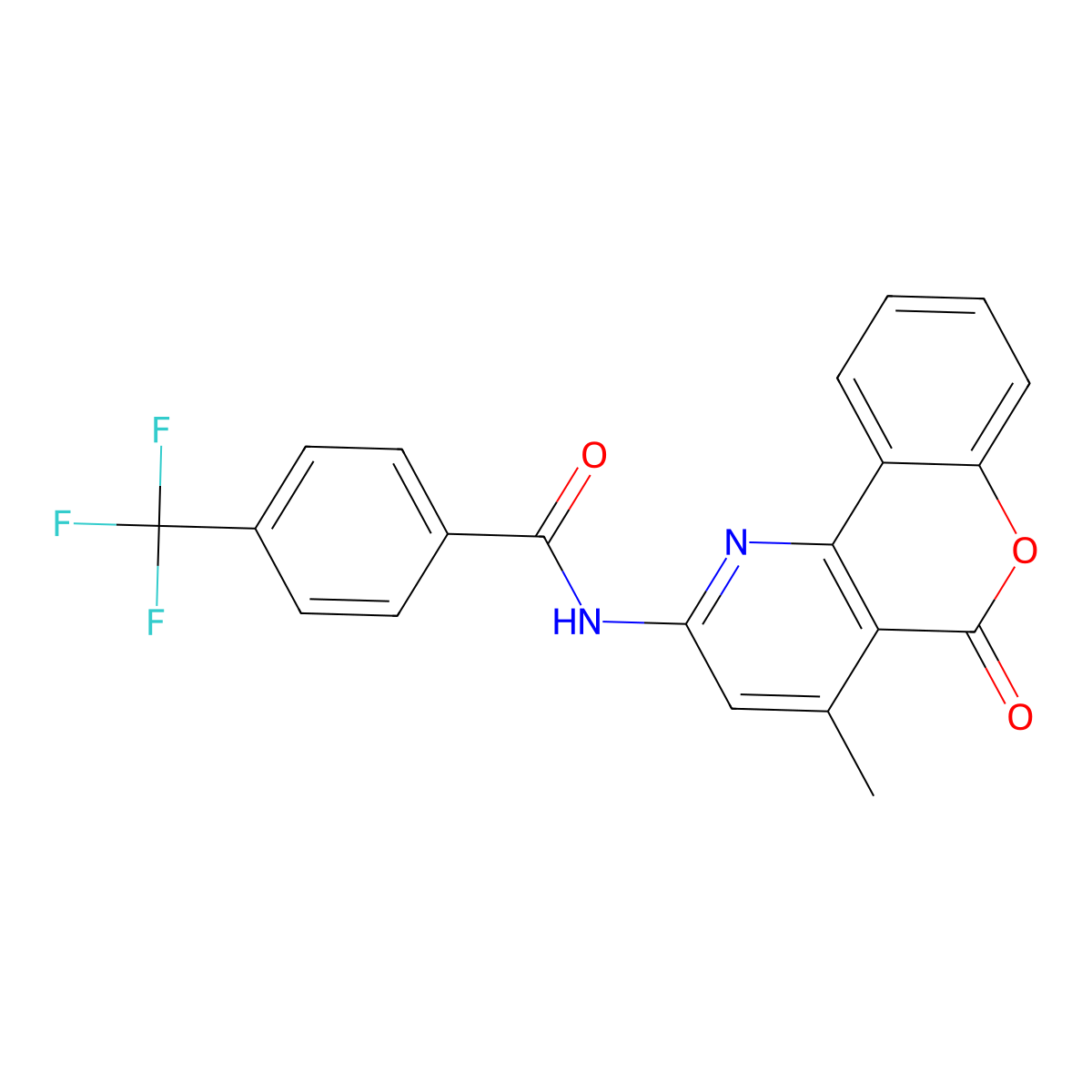 N-{4-methyl-5-oxo-5H-chromeno[4,3-b]pyridin-2-yl}-4-(trifluoromethyl)benzamide molecular structure, CAS 851411-81-9