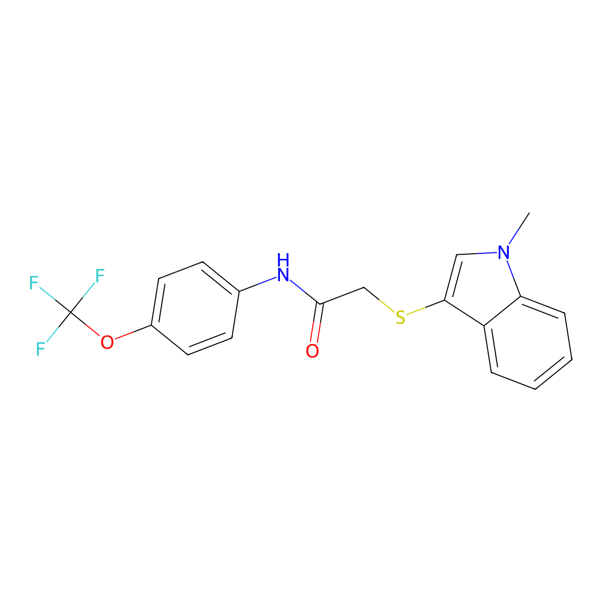 2-(1-methylindol-3-yl)sulfanyl-N-[4-(trifluoromethoxy)phenyl]acetamide molecular structure, CAS 851411-84-2